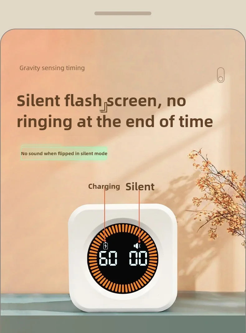 Productivity Timer Productivity Cube Timer Gravity Sensor LED Display 4 Preset Time Kids Time Management Kitchen Countdown Timer